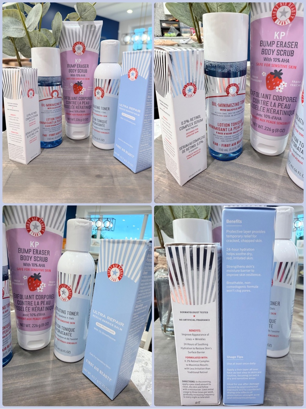 First Aid Beauty Skincare Set FAB 5-Piece Bundle Retinol, Toner, Moisturizer NWT